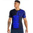 LoveNewZealand Clothing - Polynesian Tattoo Style Tiki - Blue Version T-Shirt A7