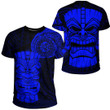 LoveNewZealand Clothing - Polynesian Tattoo Style Tiki - Blue Version T-Shirt A7 | LoveNewZealand