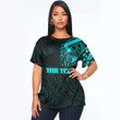 LoveNewZealand Clothing - (Custom) Polynesian Tattoo Style Tatau - Cyan Version T-Shirt A7