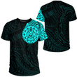 LoveNewZealand Clothing - Polynesian Tattoo Style Turtle - Cyan Version T-Shirt A7 | LoveNewZealand