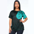 LoveNewZealand Clothing - Polynesian Tattoo Style Turtle - Cyan Version T-Shirt A7