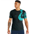 LoveNewZealand Clothing - Polynesian Tattoo Style Hook - Cyan Version T-Shirt A7