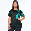 LoveNewZealand Clothing - Polynesian Tattoo Style Hook - Cyan Version T-Shirt A7