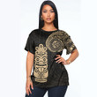 LoveNewZealand Clothing - Polynesian Tattoo Style Tiki - Gold Version T-Shirt A7