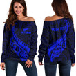 LoveNewZealand Clothing - (Custom) New Zealand Aotearoa Maori Fern - Blue Version Off Shoulder Sweater A7 | LoveNewZealand