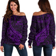 LoveNewZealand Clothing - (Custom) New Zealand Aotearoa Maori Fern - Purple Version Off Shoulder Sweater A7 | LoveNewZealand