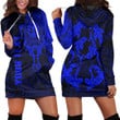 LoveNewZealand Clothing - (Custom) Polynesian Tattoo Style - Blue Version Hoodie Dress A7 | LoveNewZealand