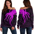 LoveNewZealand Clothing - Polynesian Tattoo Style Octopus Tattoo - Pink Version Off Shoulder Sweater A7 | LoveNewZealand