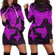 LoveNewZealand Clothing - Polynesian Tattoo Style Butterfly - Pink Version Hoodie Dress A7 | LoveNewZealand