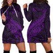 LoveNewZealand Clothing - New Zealand Aotearoa Maori Fern - Purple Version Hoodie Dress A7 | LoveNewZealand