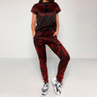 LoveNewZealand Clothing - Polynesian Tattoo Style - Red Version T-Shirt and Jogger Pants A7