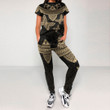 LoveNewZealand Clothing - Polynesian Tattoo Style Butterfly - Gold Version T-Shirt and Jogger Pants A7