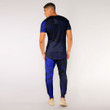 LoveNewZealand Clothing - (Custom) Polynesian Sun Tattoo Style - Blue Version T-Shirt and Jogger Pants A7