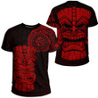 LoveNewZealand Clothing - Polynesian Tattoo Style Tiki - Red Version T-Shirt A7 | LoveNewZealand