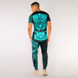 LoveNewZealand Clothing - Polynesian Tattoo Style Tiki - Cyan Version T-Shirt and Jogger Pants A7