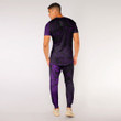 LoveNewZealand Clothing - Kite Surfer Maori Tattoo With Sun And Waves - Purple Version T-Shirt and Jogger Pants A7