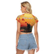 1sttheworld Clothing - (Custom) Australia Anzac Lest We Forget 2022 - Orange Women's Raglan Cropped T-shirt A31