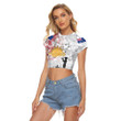 1sttheworld Clothing - Anzac Day Lest We Forget Camouflage & Poppy Women's Raglan Cropped T-shirt A31