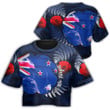 1sttheworld Clothing - New Zealand Anzac Day Poppy Croptop T-shirt A31