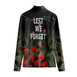 1sttheworld Clothing - New Zealand Anzac Lest We Forget Poppy Camo Women's Stand-up Collar T-shirt A31