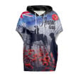 1sttheworld Clothing - Anzac Day Lest We Forget Vintage Poppies Women's Knitted Fleece Cloak With Kangaroo Pocket A31