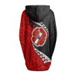 1sttheworld Clothing - Anzac Poppy Fern Women's Knitted Fleece Cloak With Kangaroo Pocket A31