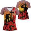 lovenewzealand Clothing - Anzac Day Poppy - V-neck T-shirt A95 | lovenewzealand