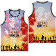 Love New Zealand Clothing - Anzac Day Australia Poppy - Basketball Jersey A95 | Love New Zealand