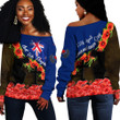 Love New Zealand Clothing - Anzac Day Poppy And Fern - Off Shoulder Sweaters A95 | Love New Zealand