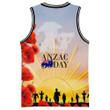Love New Zealand Clothing - Anzac Day Australia Poppy - Basketball Jersey A95 | Love New Zealand