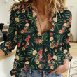 Love New Zealand Clothing -  Skulls Hibiscus Flowers Palm Women Casual Shirt A31