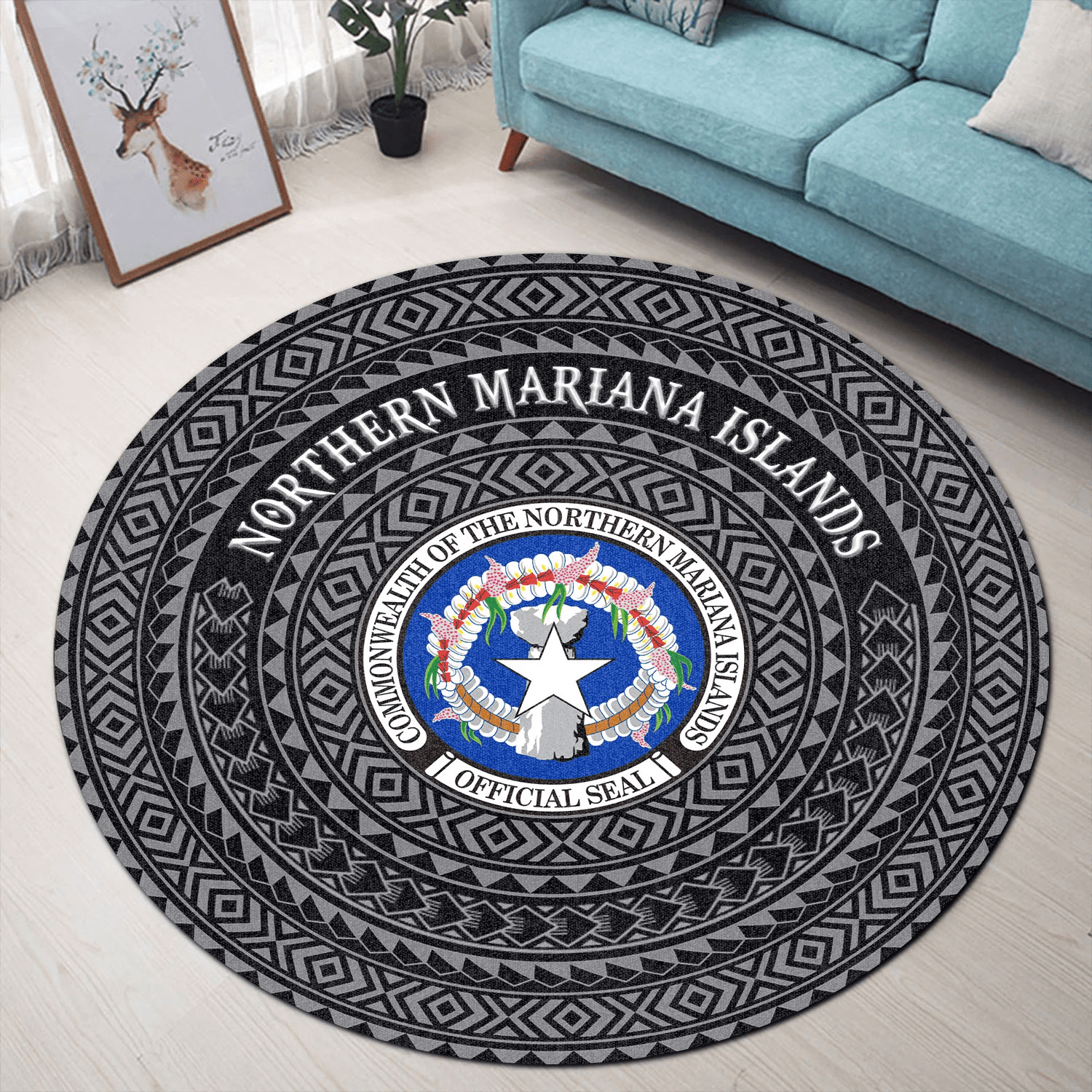 Love New Zealand Round Carpet - Northern Mariana Islands Coat Of Arms Color A95