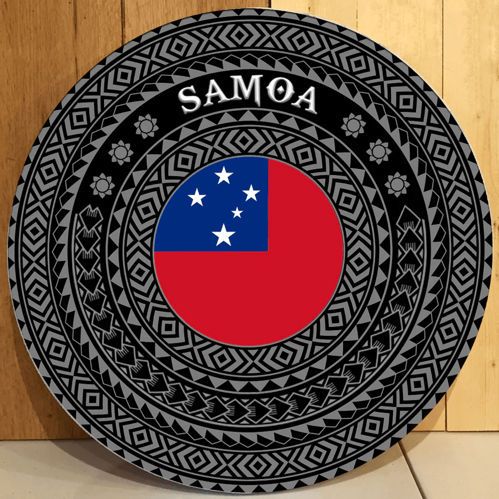 Love New Zealand Round Wooden Sign - Samoa Flag Color A95