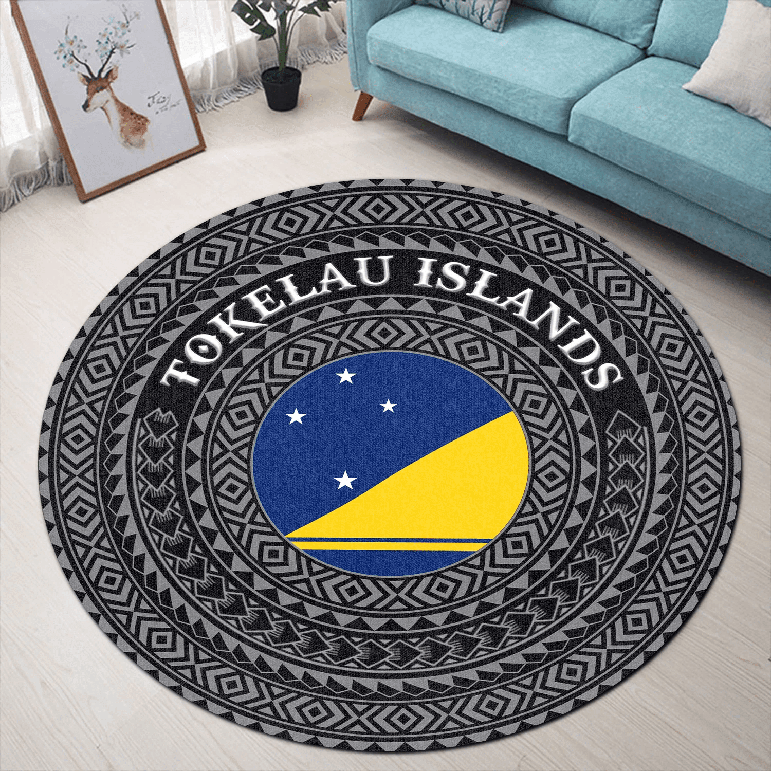 Love New Zealand Round Carpet - Tokelau Islands Flag Color A95