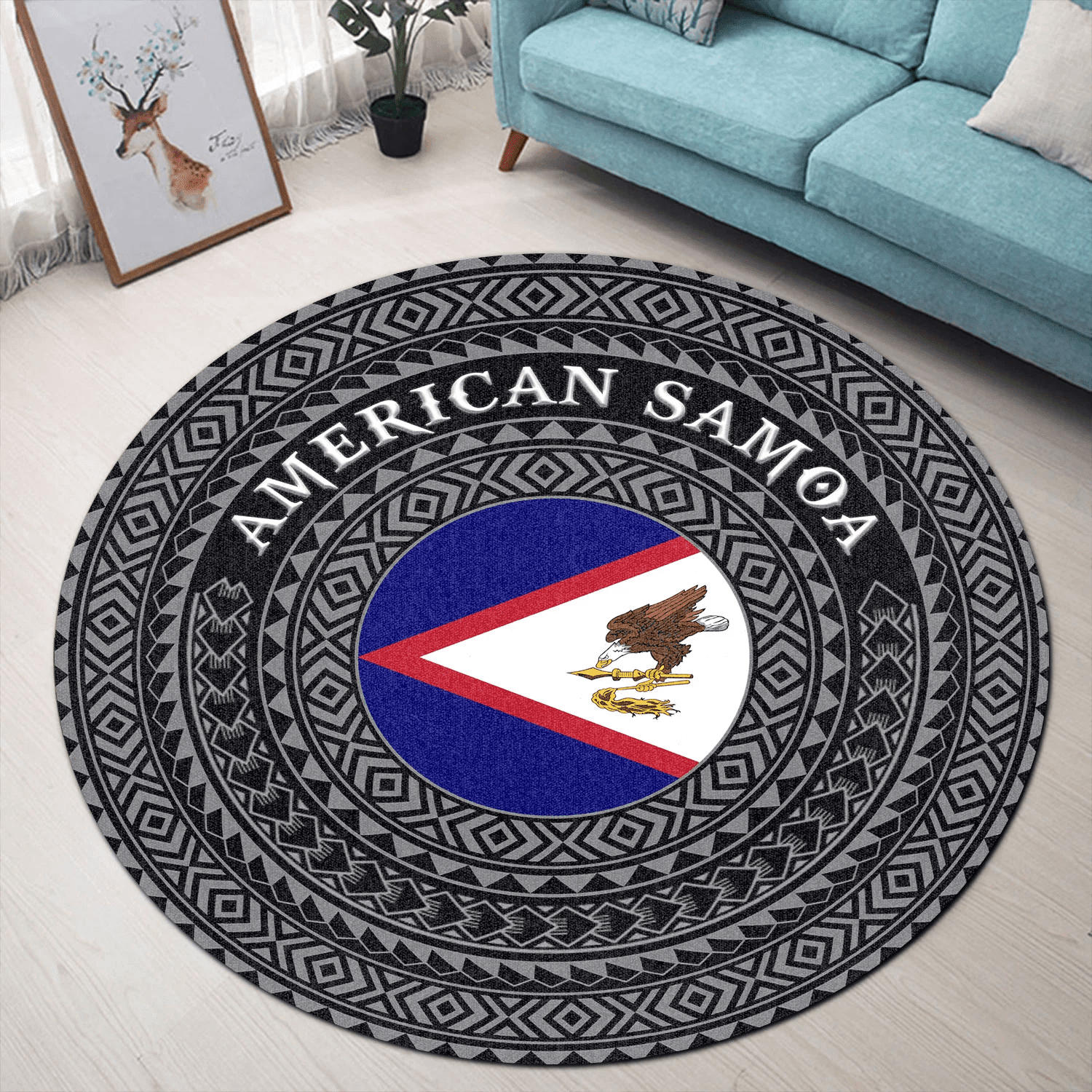 Love New Zealand Round Carpet - American Samoa Flag Color A95