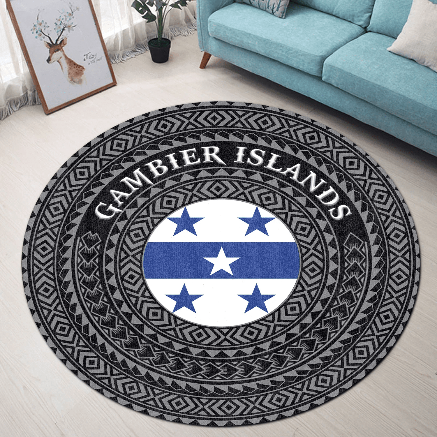 Love New Zealand Round Carpet - Gambier Islands Flag Color A95