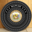 Love New Zealand Round Wooden Sign - Hawaii Coat Of Arms Color A95