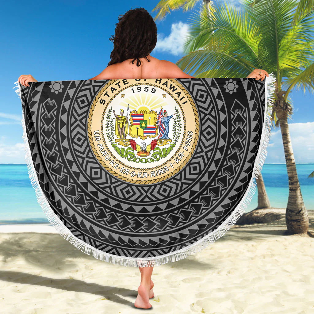 1sttheworld Beach Blanket - Hawaii Coat Of Arms Color A95