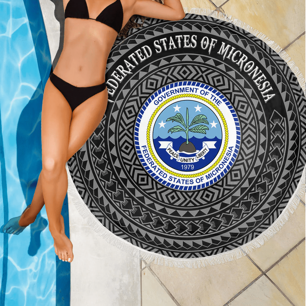 1sttheworld Beach Blanket - Federated States Of Micronesia Coat Of  Arms Color A95