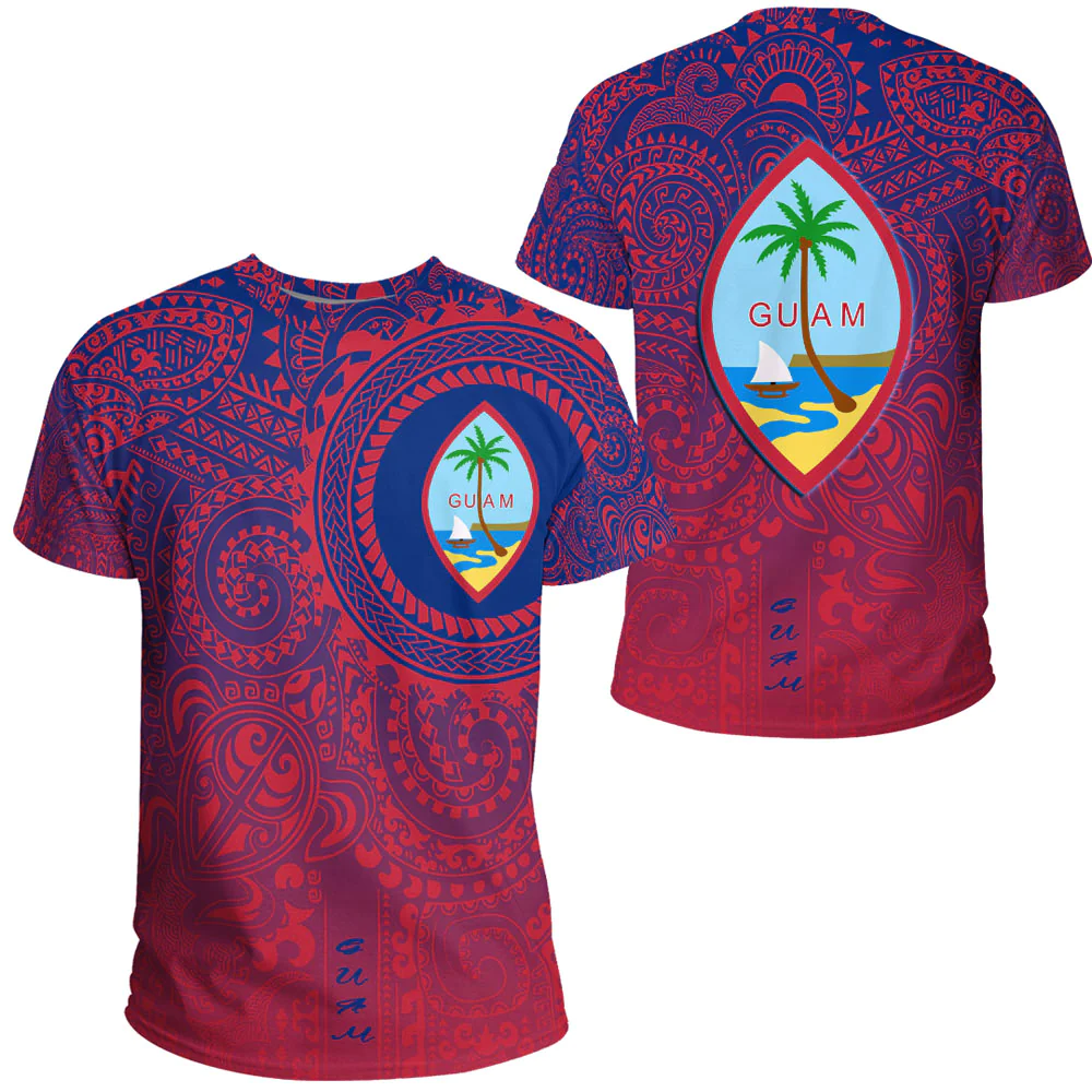 Guam Polynesian Tattoo Gradiant T-shirt A35 | Love New Zealand