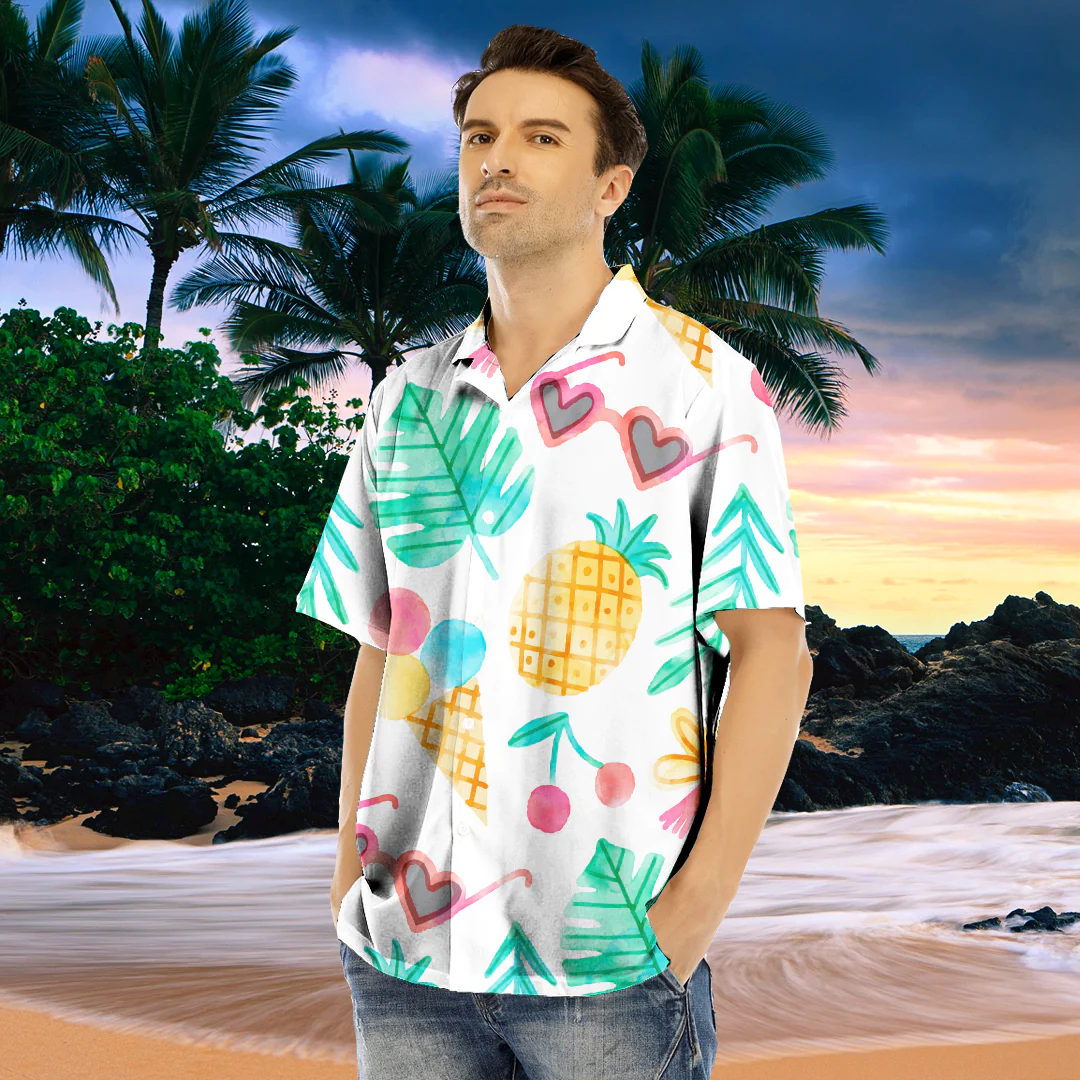 Love New Zealand Clothing - Summer Pattern Simple Children's Drawings Hawaiian Shirt For Men A35