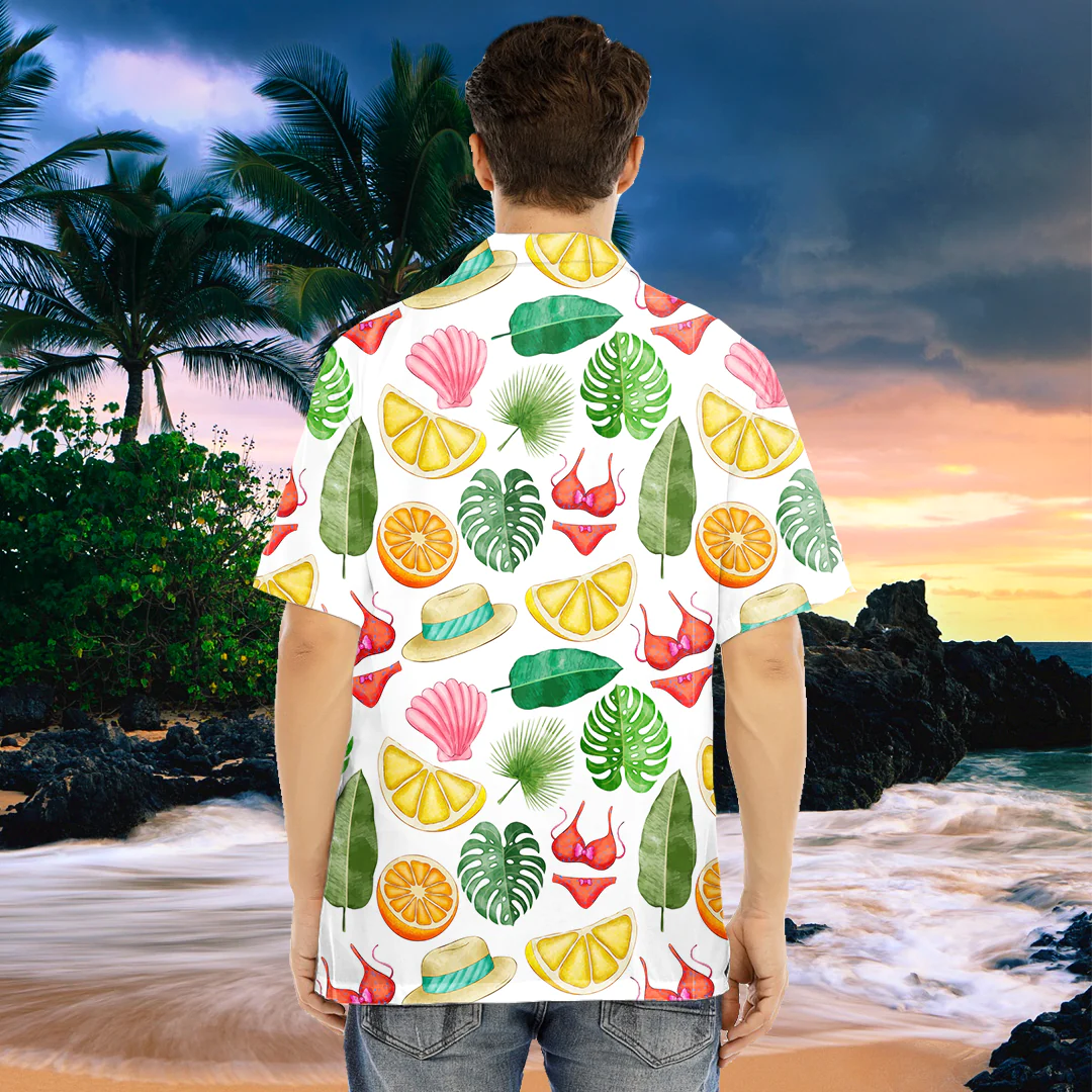 Love New Zealand Clothing - Hawaiian Leaves and Straw Hat Hawaiian Shirt For Men A35