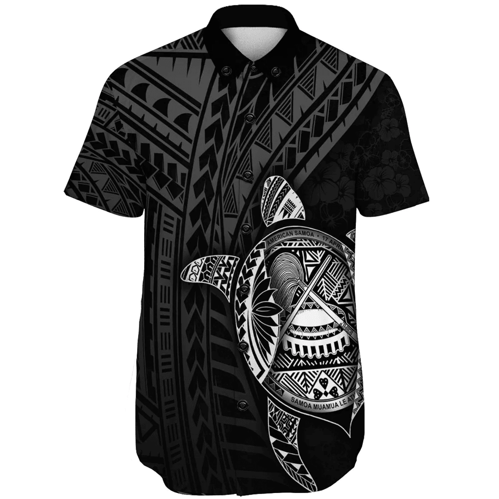 Love New Zealand Clothing - American Samoa Polynesia Turtle Coat Of Arms Short Sleeve Shirt A95 | Love New Zealand