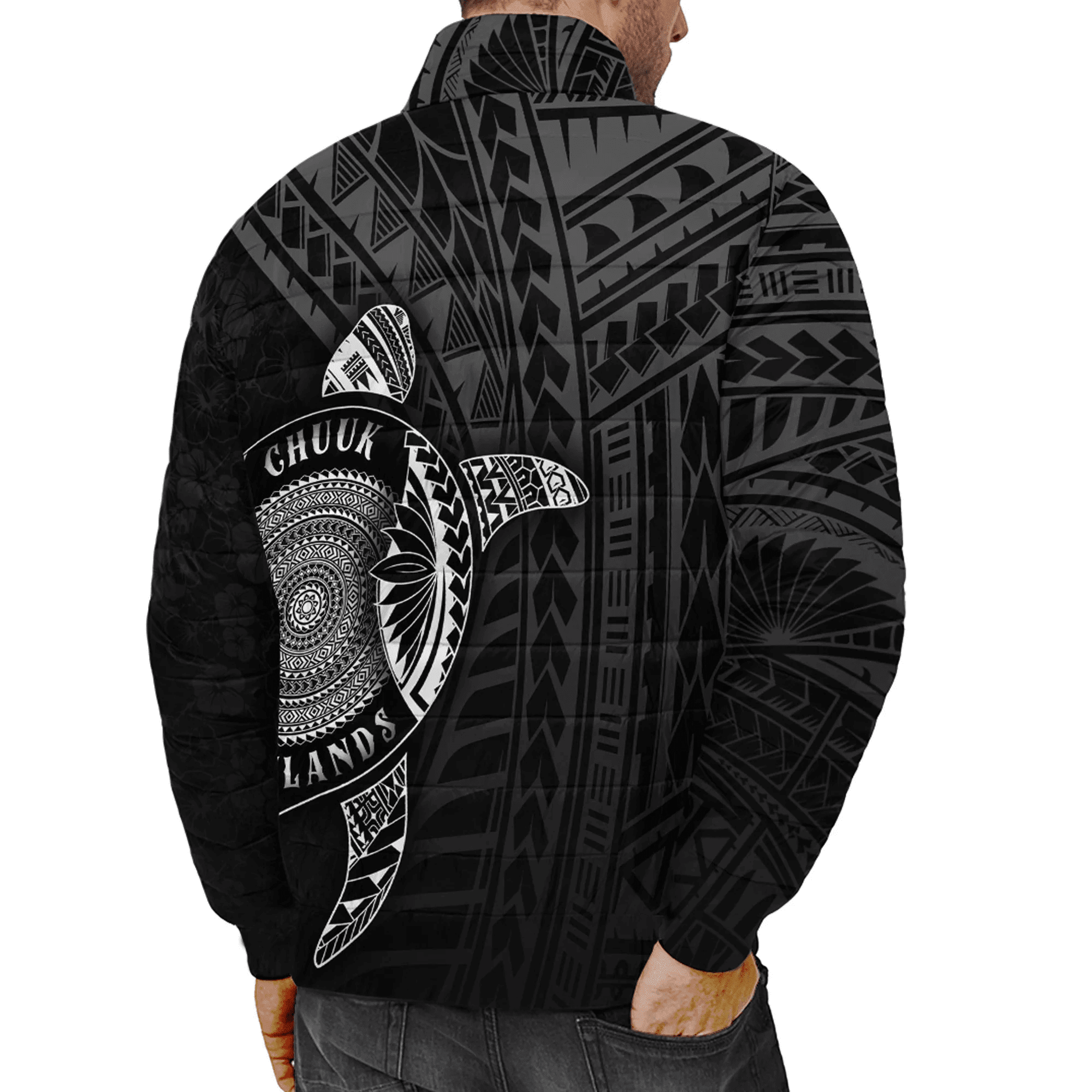 Love New Zealand Clothing - Chuuk Islands Polynesia Turtle Coat Of Arms Padded Jacket A95 | Love New Zealand