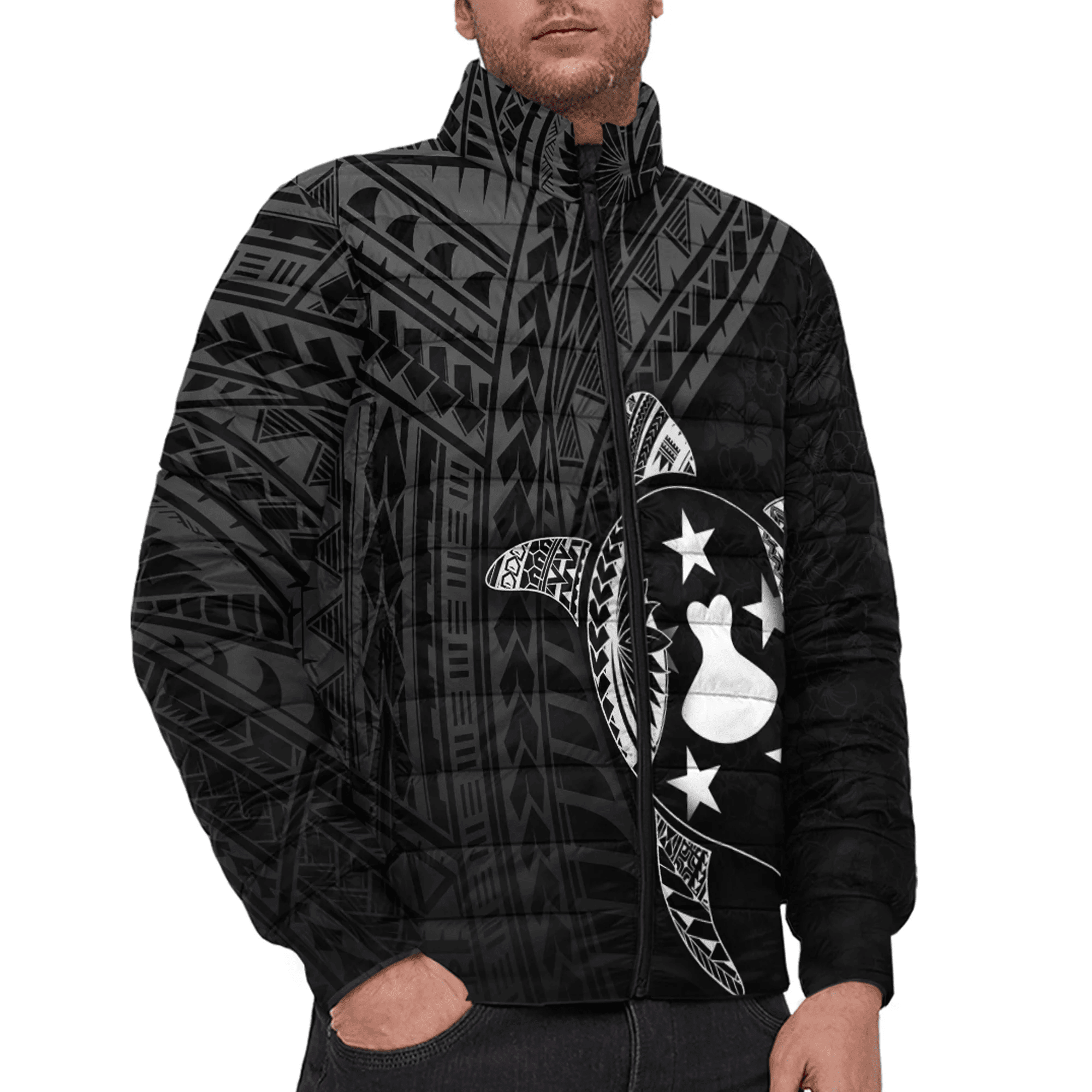 Love New Zealand Clothing - Austral Islands Polynesia Turtle Coat Of Arms Padded Jacket A95 | Love New Zealand