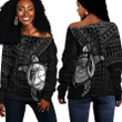 Love New Zealand Clothing - Guam Polynesia Turtle Coat Of Arms Off Shoulder Sweaters A95 | Love New Zealand