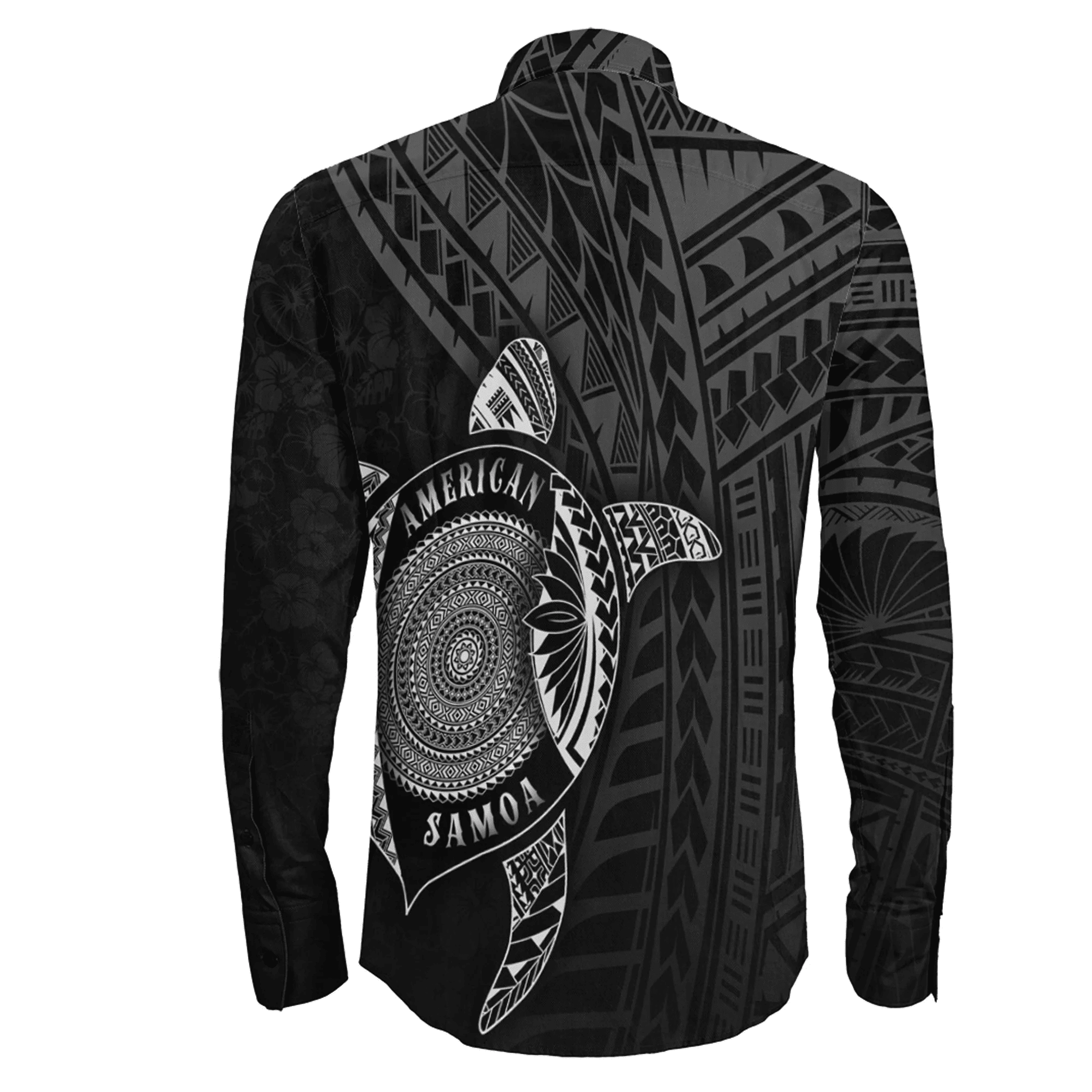 Love New Zealand Clothing - American Samoa Polynesia Turtle Coat Of Arms Long Sleeve Button Shirt A95 | Love New Zealand