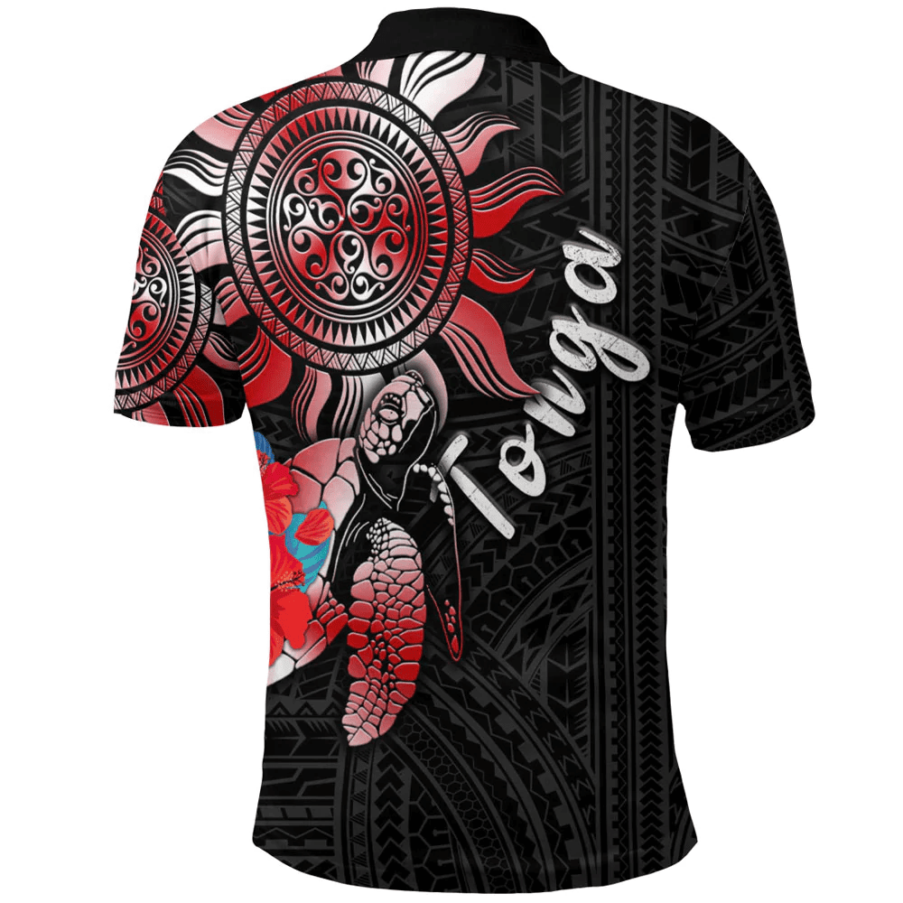 Tonga Polynesian Sun and Turtle Tattoo Polo Shirts A35 | Love New Zealand