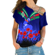 New Zealand Warriors Aboriginal Pattern 2023 One Shoulder Shirt A35 | Love New Zealand