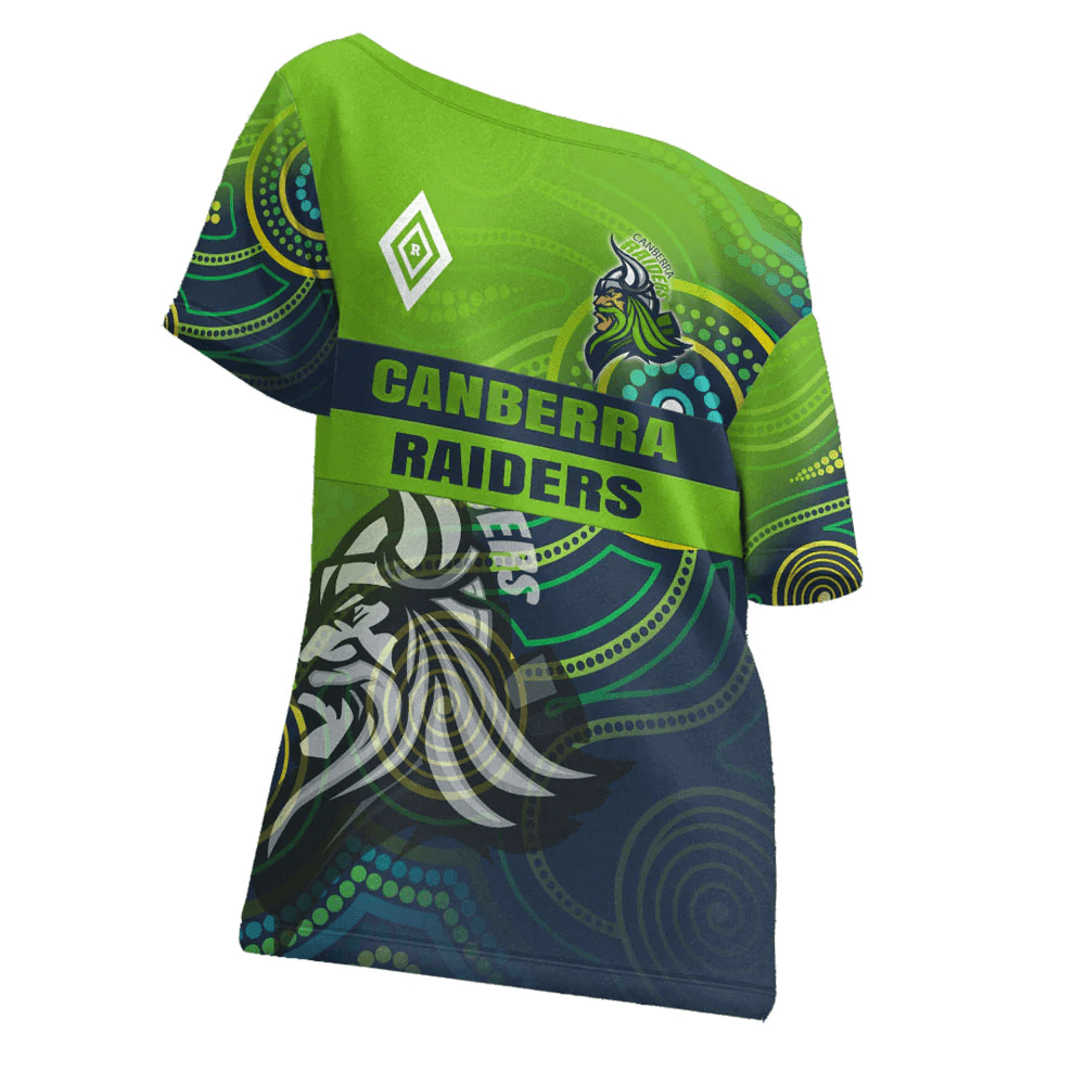 Canberra Raiders Aboriginal Pattern 2023 Off Shoulder T-Shirt A35 | Love New Zealand